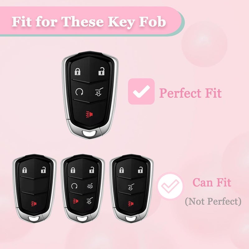 JAMCARI for Cadillac Key Fob Cover - Soft TPU Key Case Protection with Bling Keychain Fit for Escalade CTS SRX XT5 ATS CT6 5 Buttons Smart Key Case - Image 2